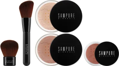 Sampure Minerals Picture Perfect Makeup Set Dark набор для макияжа минеральный пудра тональная основа румяна кисти 5 предметов