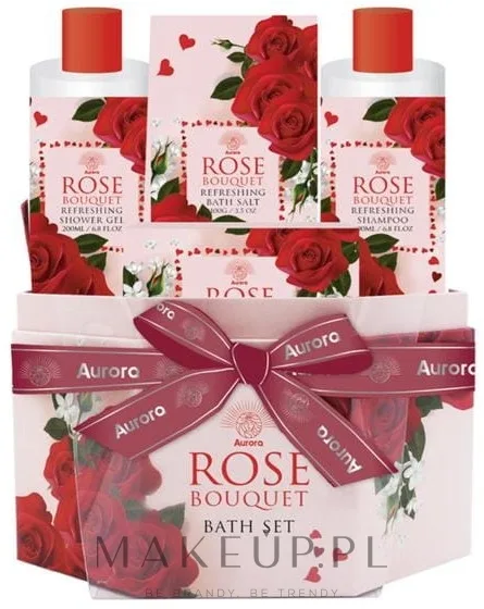 Набор Aurora Rose Bouquet гель для душа 200 мл шампунь 200 мл мыло 100 г и соль для ванны 100 г