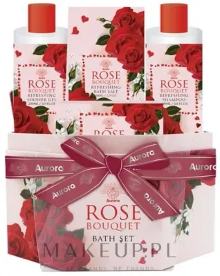 Набор Aurora Rose Bouquet гель для душа 200 мл шампунь 200 мл мыло 100 г и соль для ванны 100 г