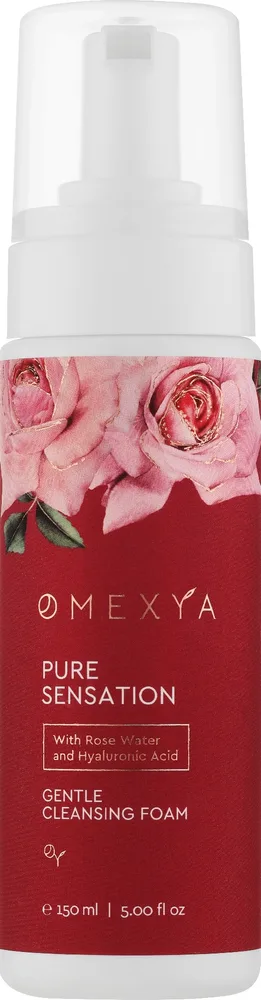 Omeya Pure Sensation очищающая пенка с розовой водой гиалуроном и инулином 150 мл