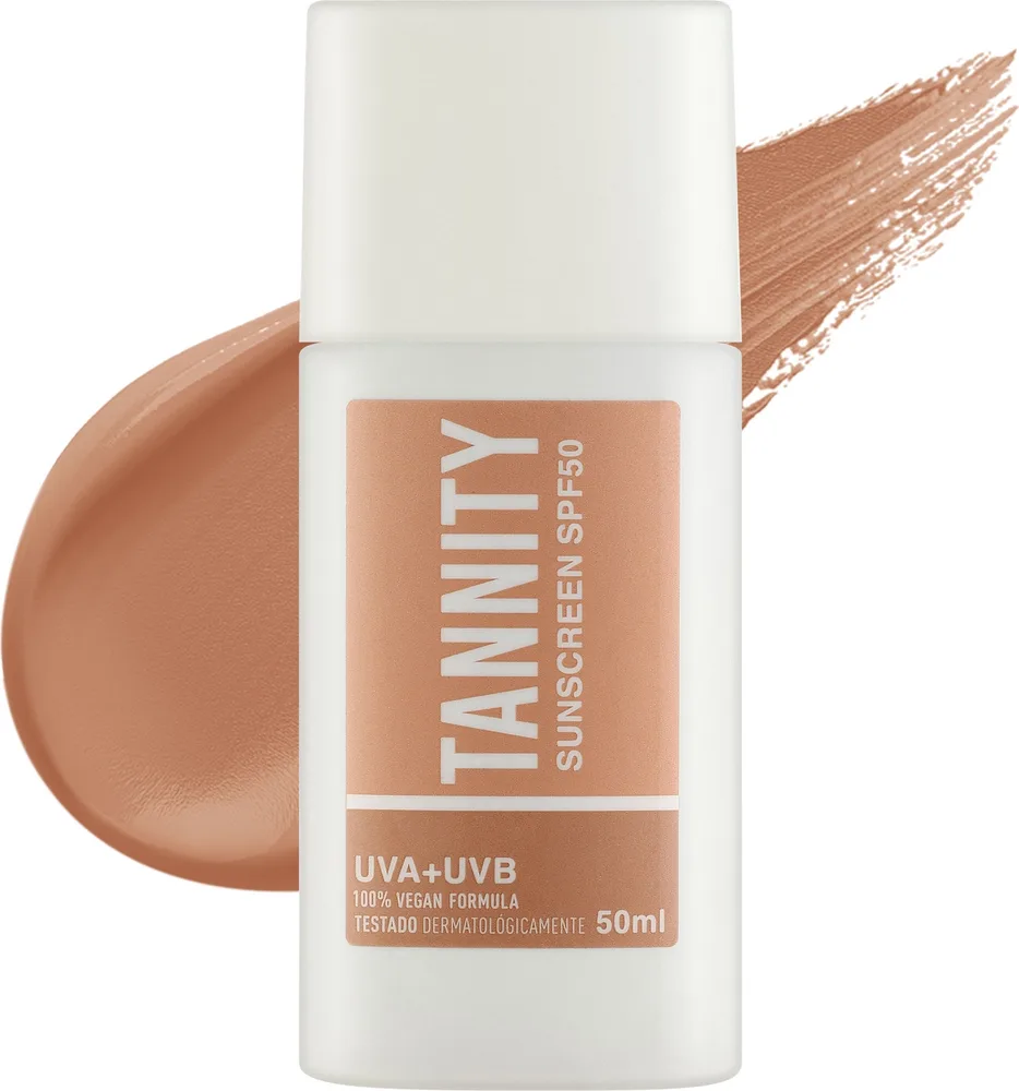 Тональное средство Tannity Sunscreen SPF 50 солнцезащитное увлажняющее веганское, 50 мл, оттенок Dark