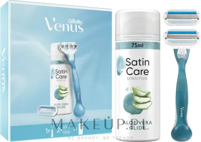 Женский набор для бритья Gillette Venus Smooth станок две кассеты и гель с алоэ и авокадо 75 мл