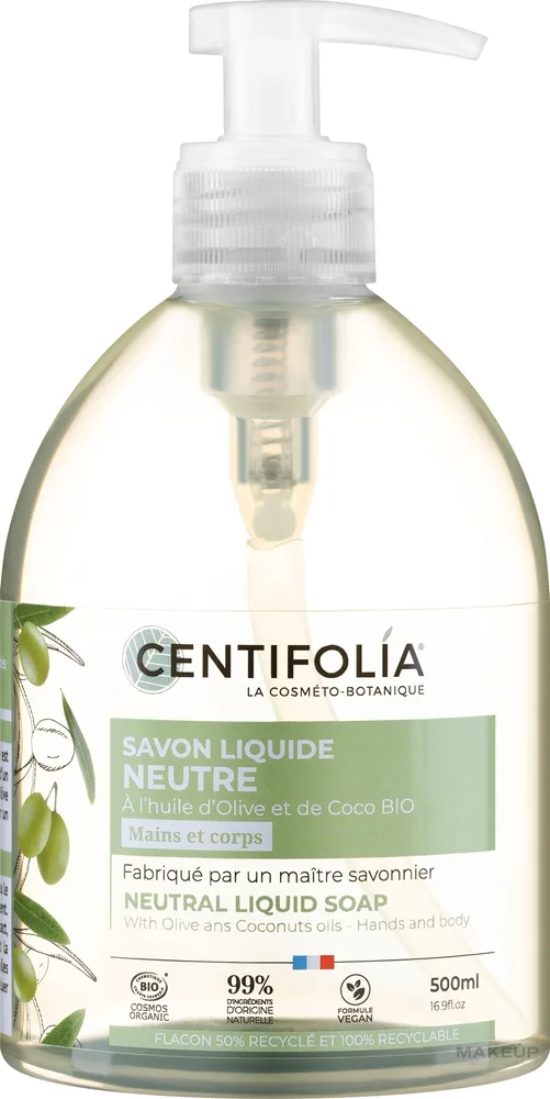 Мыло жидкое Centifolia нейтральное органическое с оливой и кокосом, 500 мл