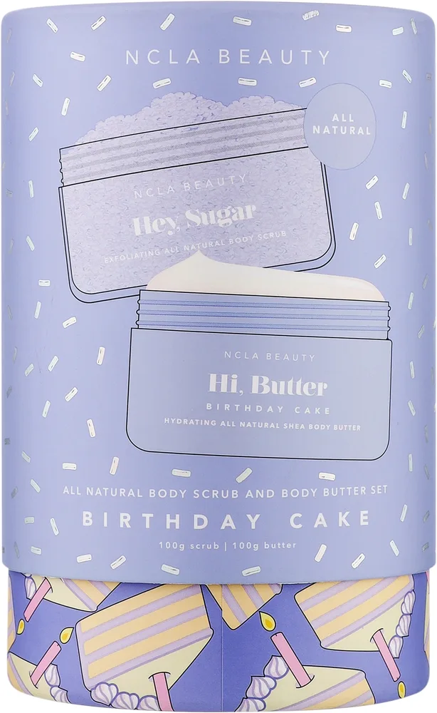 Набор для тела NCLA Beauty Birthday Cake масло и сахарный скраб с маслом манго ши и какао 2x100 г