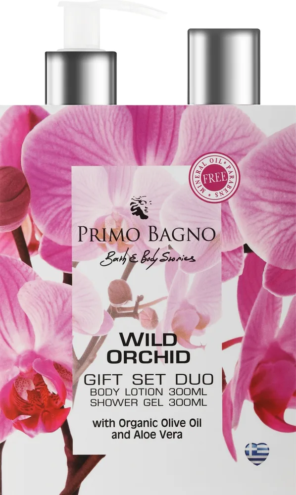 Набор Primo Bagno Wild Orchid гель для душа и лосьон для тела с алоэ и орхидеей 2x300 мл