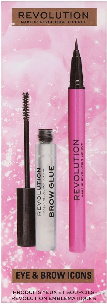 Набор для глаз Makeup Revolution Eye & Brow Icons клей для бровей и жидкая подводка