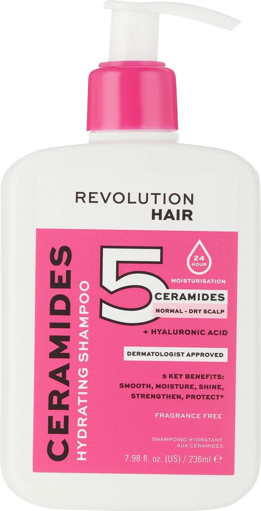 Шампунь Revolution Haircare с 5 керамидами и гиалуроновой кислотой, увлажняющий, 236 мл