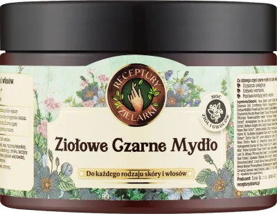 Мыло чёрное травяное Receptury Zielarki Skarby Polne для кожи и волос, 300 мл