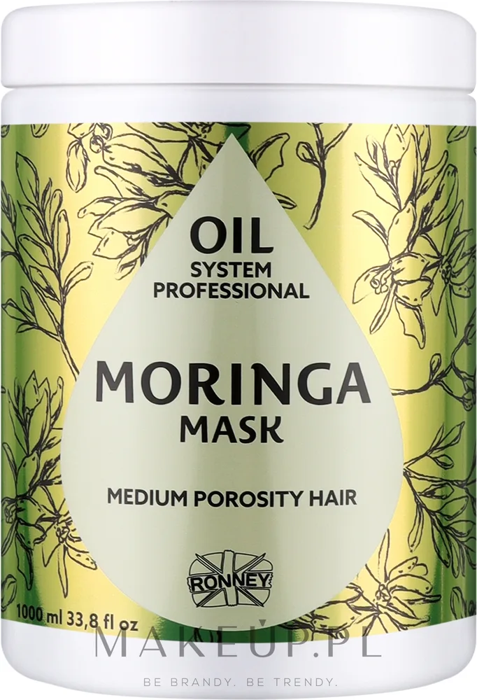 Маска для среднепористых волос Ronney Professional Oil System с маслом моринги, кокос, льняное масло, авокадо, аргана, 1000 мл
