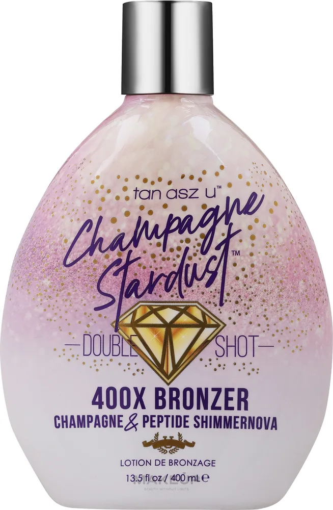 Tan Asz U Double Shot Champagne Stardust 400X Bronzer — сияющий бальзам-автозагар с шиммером, 221/400 мл