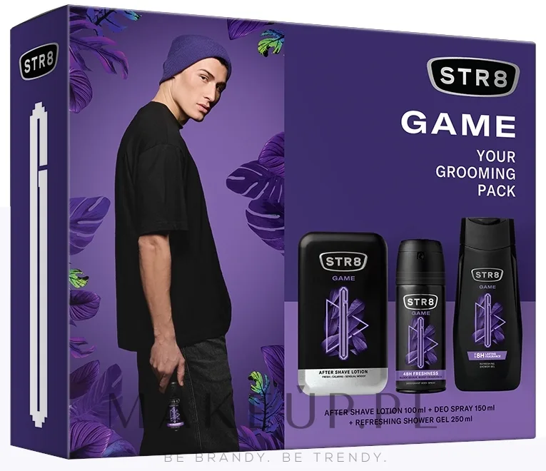 Набор STR8 Game лосьон после бритья 100 мл дезодорант-спрей 150 мл и гель для душа 250 мл для мужчин