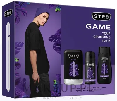 Набор STR8 Game лосьон после бритья 100 мл дезодорант-спрей 150 мл и гель для душа 250 мл для мужчин