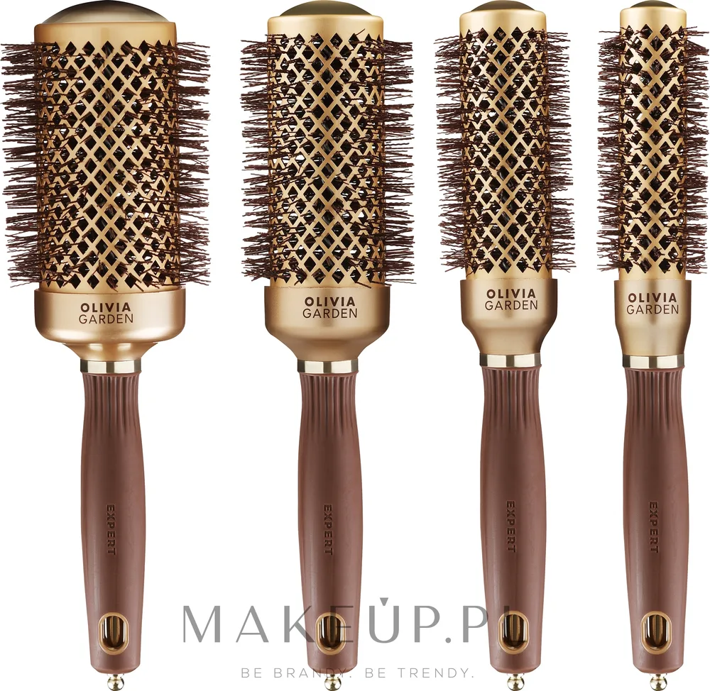 Набор нано-керамических ионных щеток для волос Olivia Garden NanoThermic Gold Brown 4 шт разных диаметров