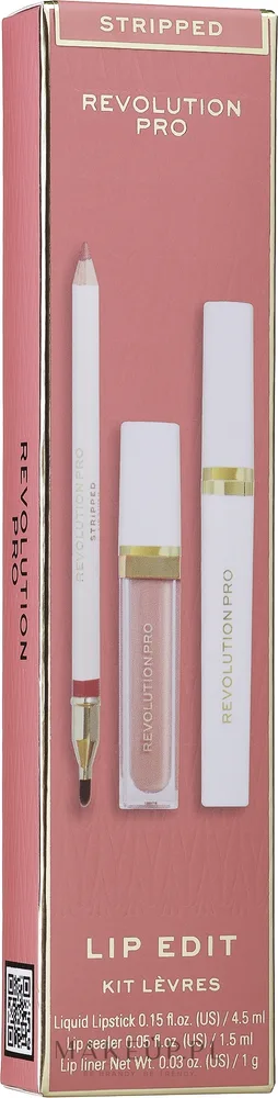 Набор для губ Revolution PRO Iconic Lip Edit Stripped помада карандаш и блеск с витамином E 4.5+1.5 мл