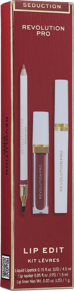 Набор для губ Revolution PRO Iconic Lip Edit Seduction помада карандаш и блеск с жожоба и гиалуроном 4.5+1.5 мл