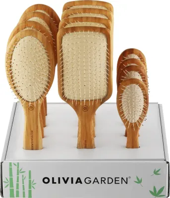 Набор щёток для волос Olivia Garden Bamboo Touch Nylon Display 12 шт бамбук