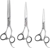 Набор парикмахерских ножниц Olivia Garden SilkCut 5.0 и 5.75 дюйма и филировочные ножницы 35 зубцов в черном чехле — фото 1
