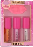 Набор масел для губ Makeup Revolution Kiss & Go Glaze мед персик и арбуз 3x4.5 мл — фото 1