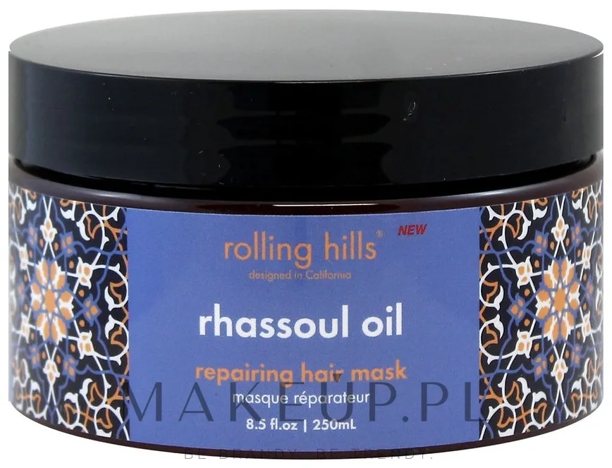 Rolling Hills Rhassoul Oil маска для волос восстанавливающая с аргановым маслом и глиной гассуль для блеска и легкого расчесывания 250 мл