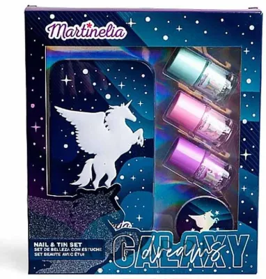 Набор детский Martinelia Galaxy Dreams Nails & Tin Box 3 лака для ногтей пилка и металлический футляр