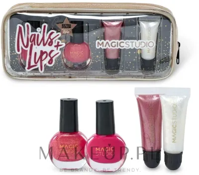 Набор для макияжа Magic Studio Colorful Nails + Lips две помады и средства для ногтей в кейсе