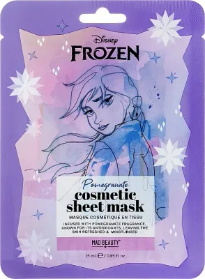 Mad Beauty Disney Frozen Cosmetic Sheet Mask Anna — тканевая маска для лица с гиалуроновой кислотой и гранатом, 25 мл
