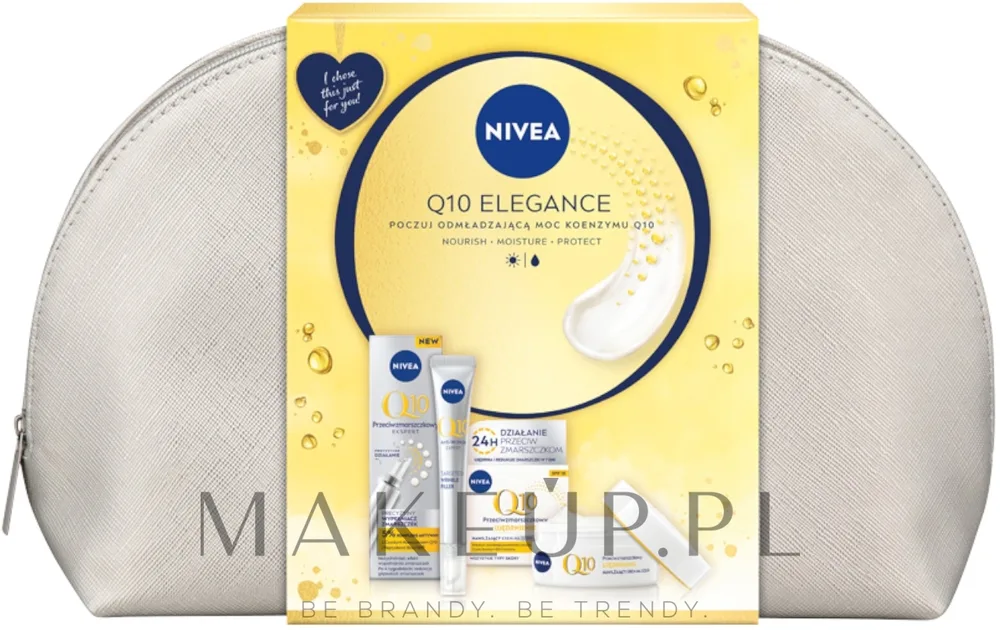 Набор NIVEA Q10 Elegance дневной крем SPF15 и филлер-сыворотка с коэнзимом Q10 и косметичкой 50+15 мл