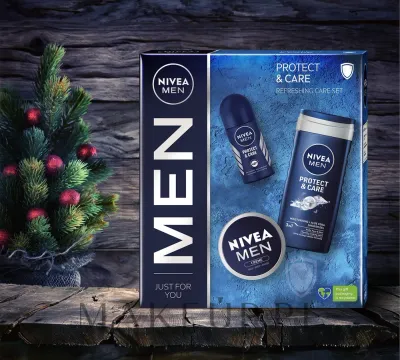 Мужской набор NIVEA MEN Protect & Care гель для душа 3в1 антиперспирант и крем для лица с алоэ 250+50+75 мл