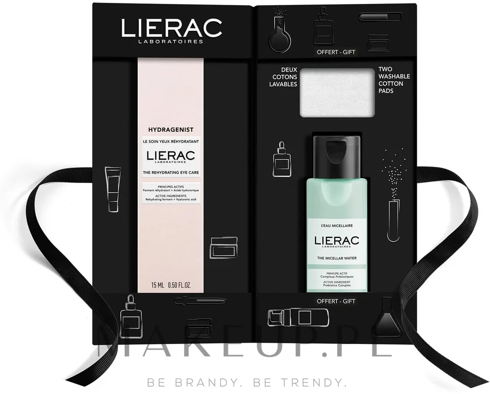 Набор Lierac Hydragenist Ready to Go крем для области вокруг глаз 15 мл мицеллярная вода 50 мл и 2 многоразовых диска