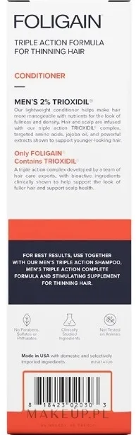 Кондиционер для волос Foligain Men's с комплексом Trioxidil, для истончённых волос