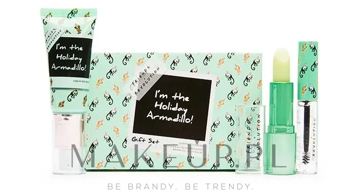 Набор Makeup Revolution X Friends Holiday Armadillo Trio бальзам для губ гель для бровей и средство для макияжа