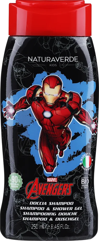 Шампунь и гель для душа для детей Naturaverde Kids Avengers Iron Man 2 в 1, 250 мл
