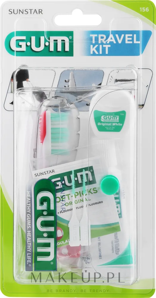 Дорожный набор Sunstar Gum зубная щетка красная и средства гигиены полости рта