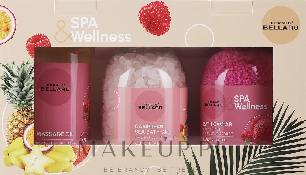 Набор для SPA Fergio Bellaro масло для массажа соль для ванны и масляная икра с арганой 200 мл+300+190 г