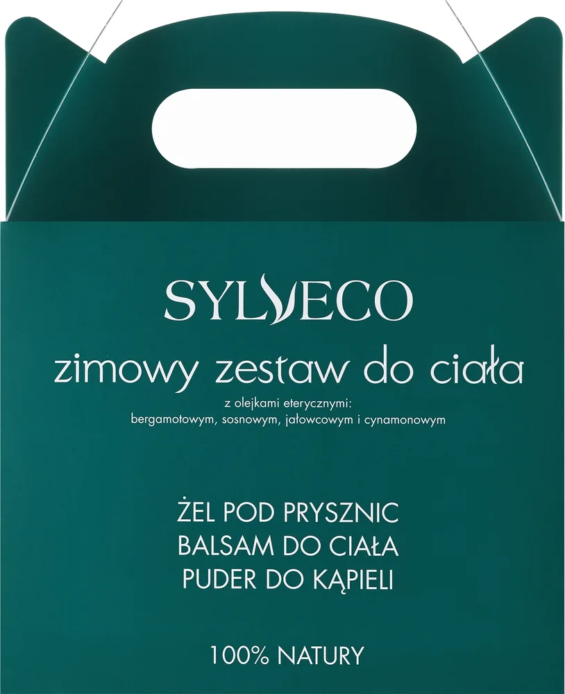 Зимний набор для тела Sylveco пудра для ванны гель для душа и бальзам с хвойными эфирными маслами 100 г+150+150 мл