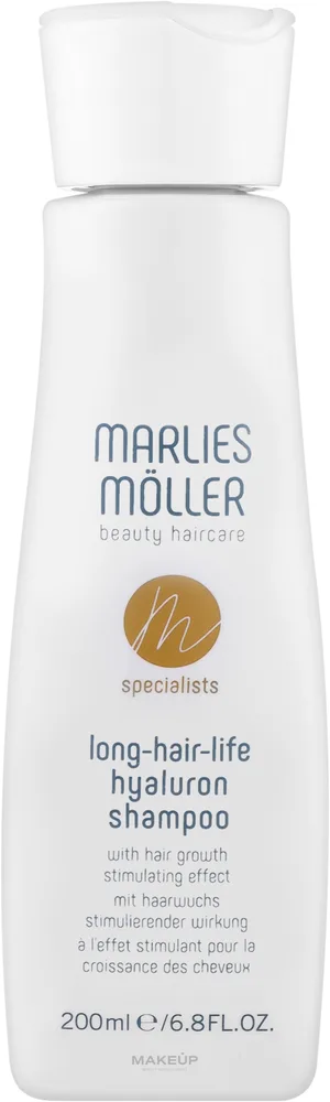 Гиалуроновый шампунь Marlies Möller Long-Hair-Life с кофеином и яблоком, для тонких волос, 200 мл