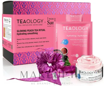 Набор Teaology Blue Tea Peach Tea маска для лица 21 мл увлажняющий крем 50 мл и аксессуар