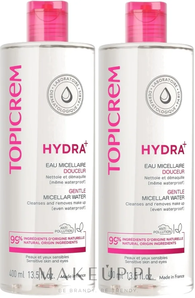Набор мицеллярной воды Topicrem Hydra+ Gentle для снятия макияжа 2 x 400 мл