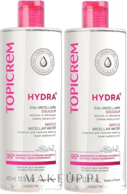 Набор мицеллярной воды Topicrem Hydra+ Gentle для снятия макияжа 2 x 400 мл