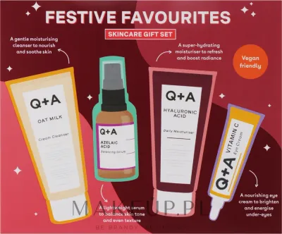Набор для лица Q+A Festive Favourites умывалка сыворотка с азелаиновой кислотой крем для век и крем 75+30+15 мл