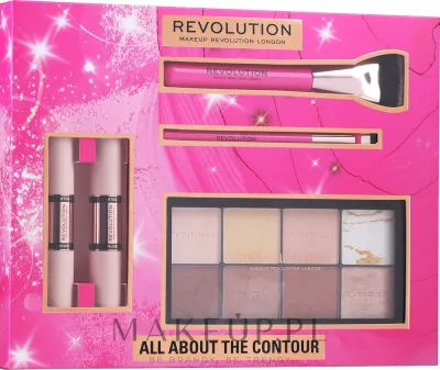 Набор для контуринга Makeup Revolution All About The Contour Gift Set стики, палетка и две кисти, 5 продуктов