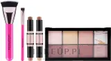 Набор для контуринга Makeup Revolution All About The Contour Gift Set стики, палетка и две кисти, 5 продуктов — фото 2