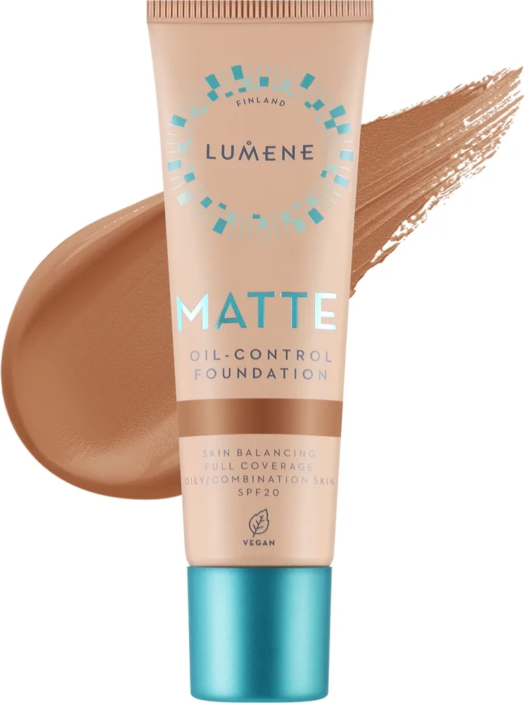 Тональная основа Lumene Matte Oil-Control Foundation SPF 20 матирующая веганская, 30 мл, оттенок 4 - Tan