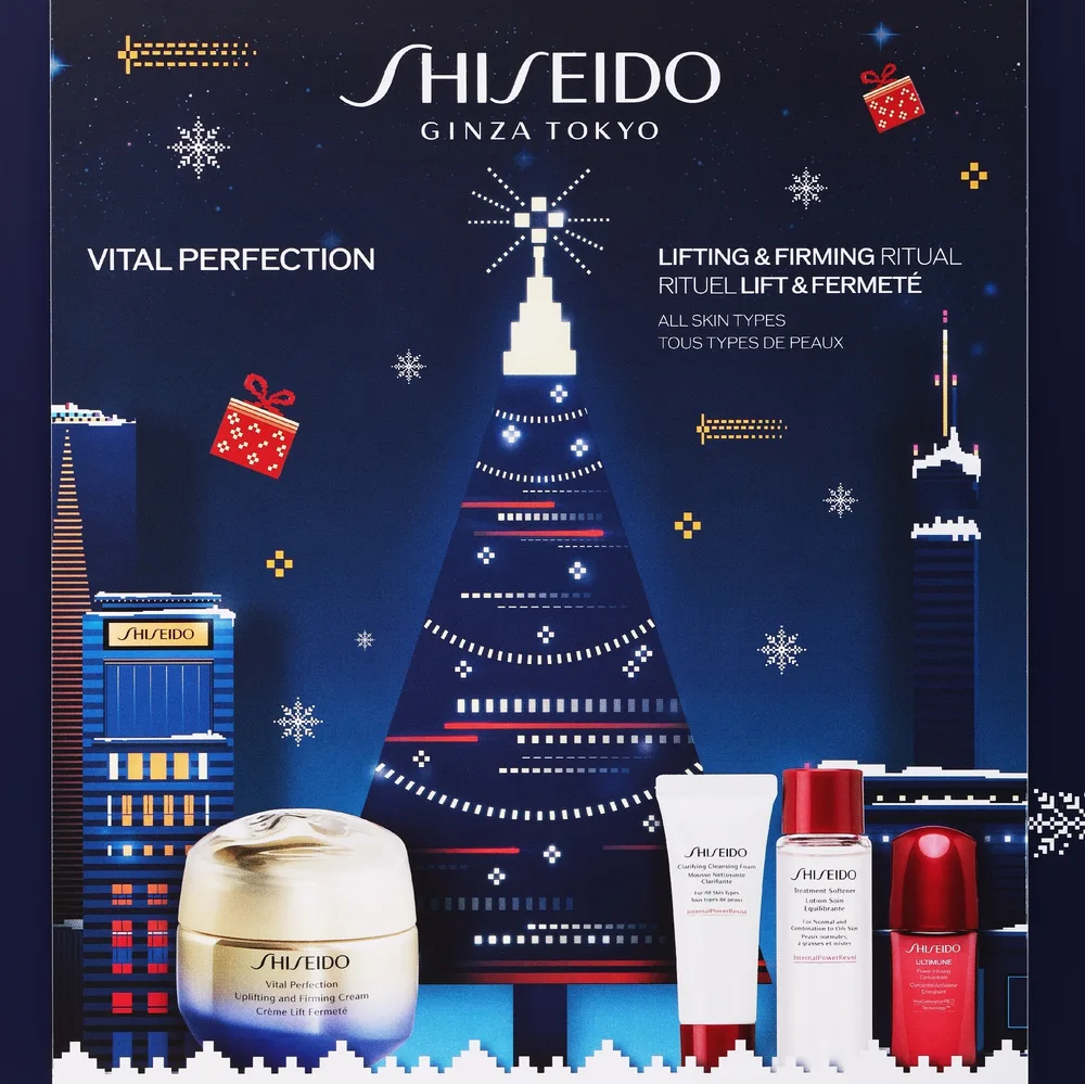 Набор для лица Shiseido Vital Perfection Holiday Kit крем очищающая пенка софтнер и концентрат 50+15+30+10 мл
