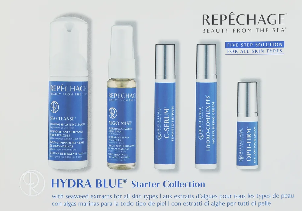 Набор для лица Repechage Hydra Blue Starter пенка спрей сыворотка крем и крем для век с водорослями