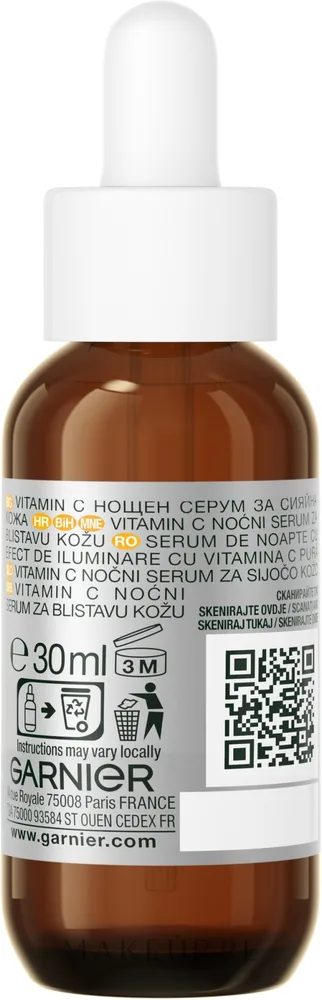 Ночная сыворотка для лица Garnier с витамином C, против пигментации и морщин, выравнивает тон, 30 мл