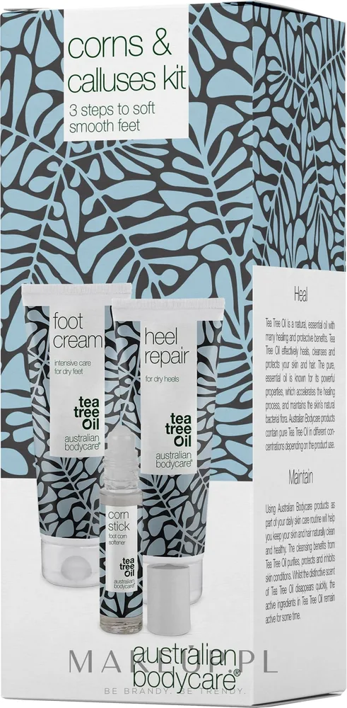 Набор для стоп Australian Bodycare Corns and Calluses крем для стоп крем для пяток и стик с мочевиной и маслом чайного дерева 100+100+9 мл