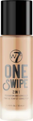 Корректор для лица W7 One Swipe 2 in 1 Foundation And Concealer тональное средство 2 в 1, средняя плотность покрытия, 35 мл