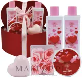 Набор Aurora Red Heart гель для душа 260 мл пена для ванны 260 мл крем для тела 50 мл мыло-цветок и другое средство розы — фото 2