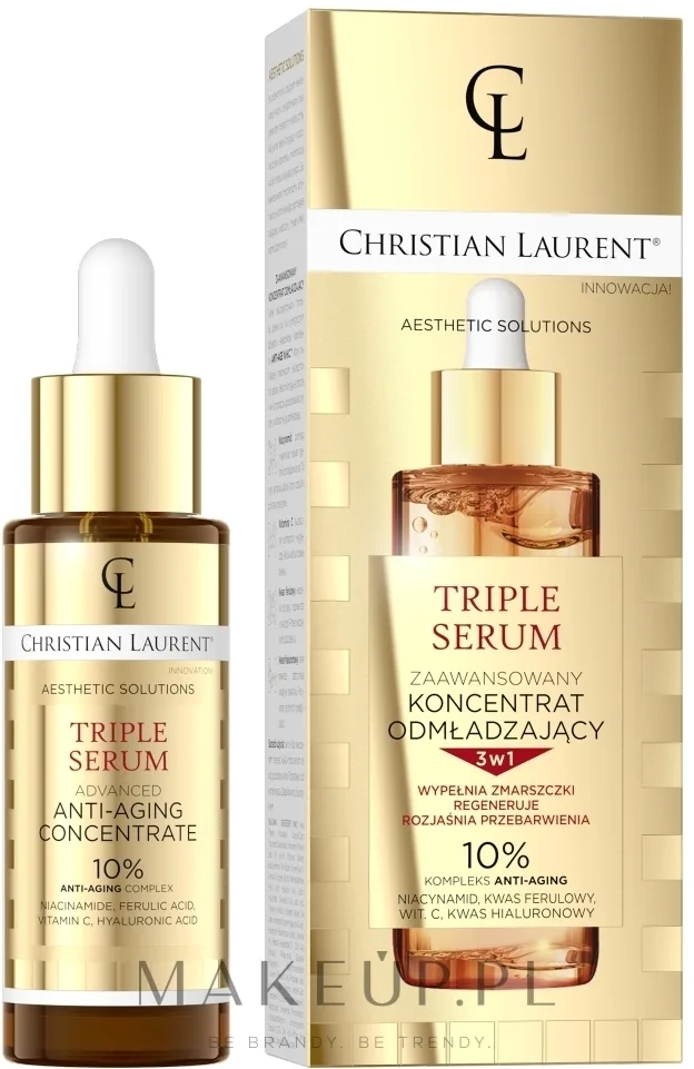 Антивозрастная сыворотка-концентрат 3в1 Christian Laurent Triple Serum, ниацинамид, витамин C и пептид, 30 мл